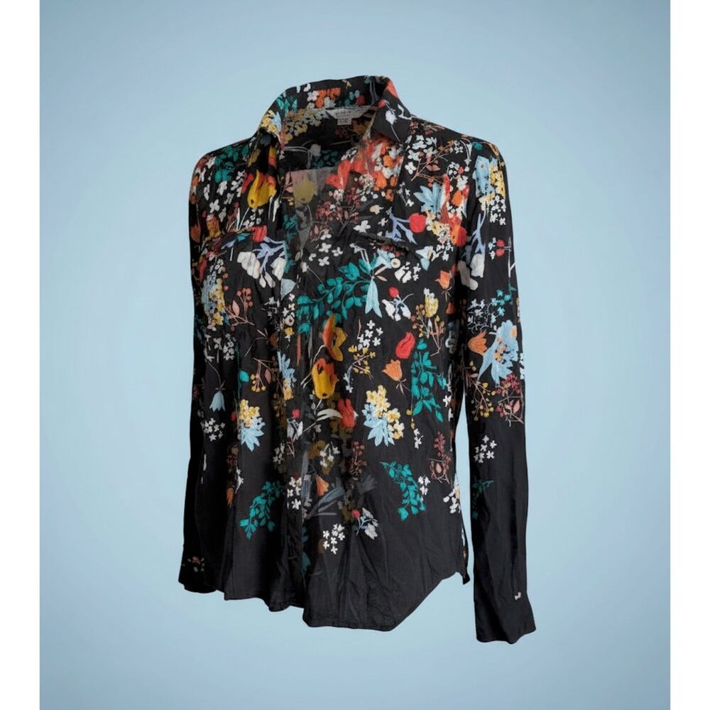 Anthropologie Maeve Forest Friends Long Sleeve Floral Top Size 4 Fairy BOHO